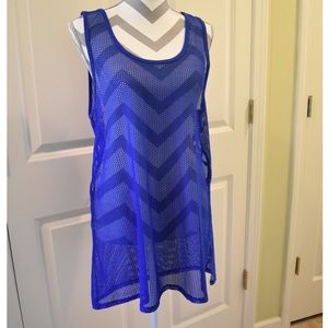 Royal blue mesh coverup